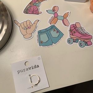 Gold Pura Vida ring with stickers